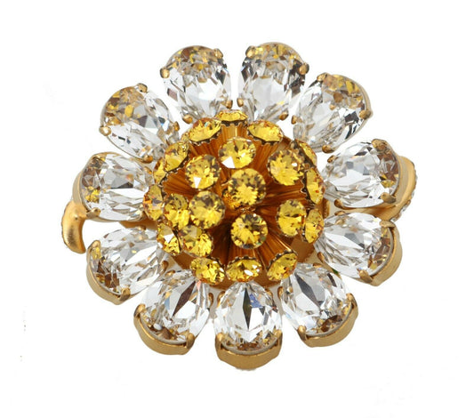 Dolce &amp; Gabbana Goldmessing Gelber Kristallblumenring