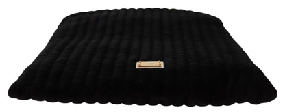 Dolce &amp; Gabbana – Beuteltasche mit Logo-Schild und Kordelzug aus schwarzem Steppsamt