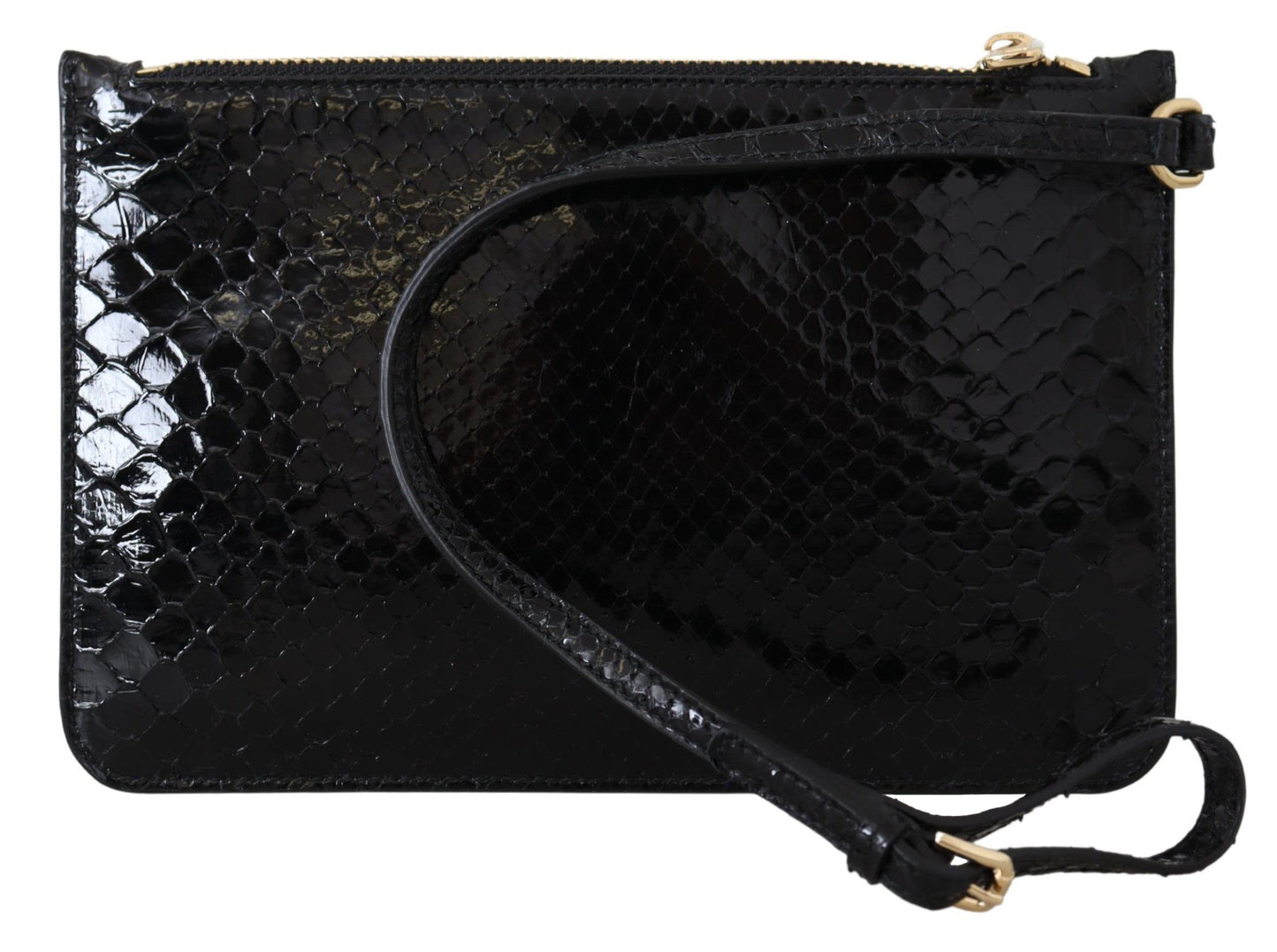 Dolce &amp; Gabbana Schwarzes Leder-Geldbörse mit Armbandspiegel Agnese Wallet