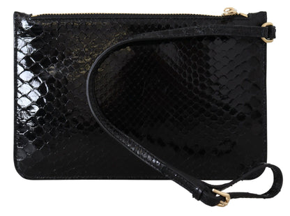 Dolce &amp; Gabbana Schwarzes Leder-Geldbörse mit Armbandspiegel Agnese Wallet