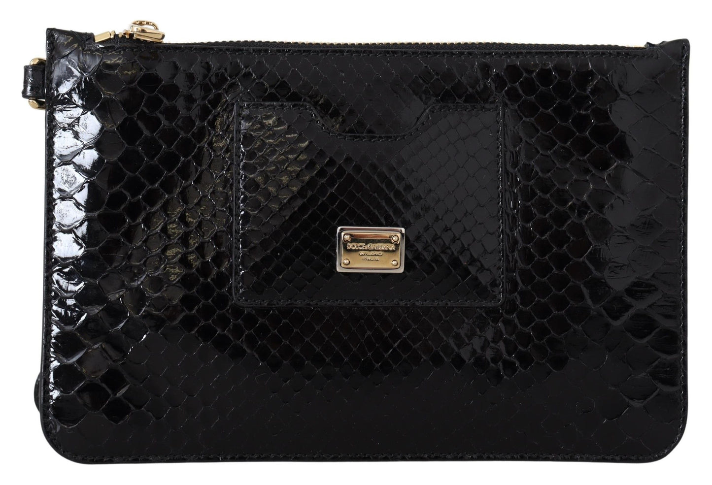 Dolce &amp; Gabbana Schwarzes Leder-Geldbörse mit Armbandspiegel Agnese Wallet