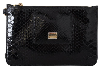 Dolce &amp; Gabbana Schwarzes Leder-Geldbörse mit Armbandspiegel Agnese Wallet