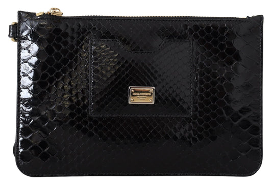 Dolce &amp; Gabbana Schwarzes Leder-Geldbörse mit Armbandspiegel Agnese Wallet