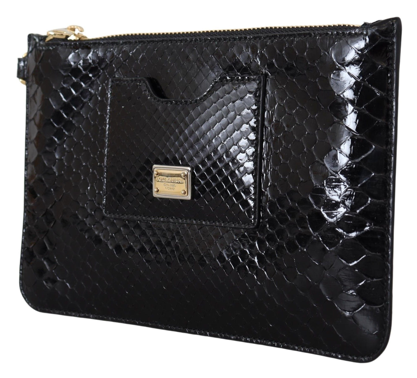 Dolce &amp; Gabbana Schwarzes Leder-Geldbörse mit Armbandspiegel Agnese Wallet