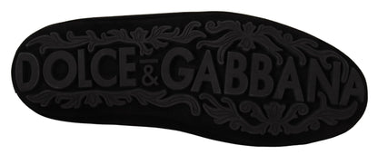 Dolce &amp; Gabbana – Loafer aus schwarzem Leder mit Kristall- und Goldkrone