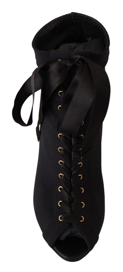 Dolce &amp; Gabbana Schwarze Stretch-Kurze Stiefeletten