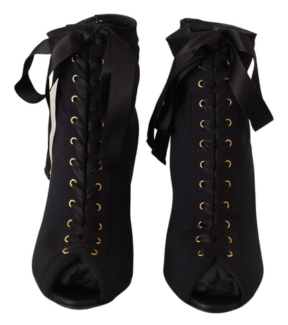 Dolce &amp; Gabbana Schwarze Stretch-Kurze Stiefeletten