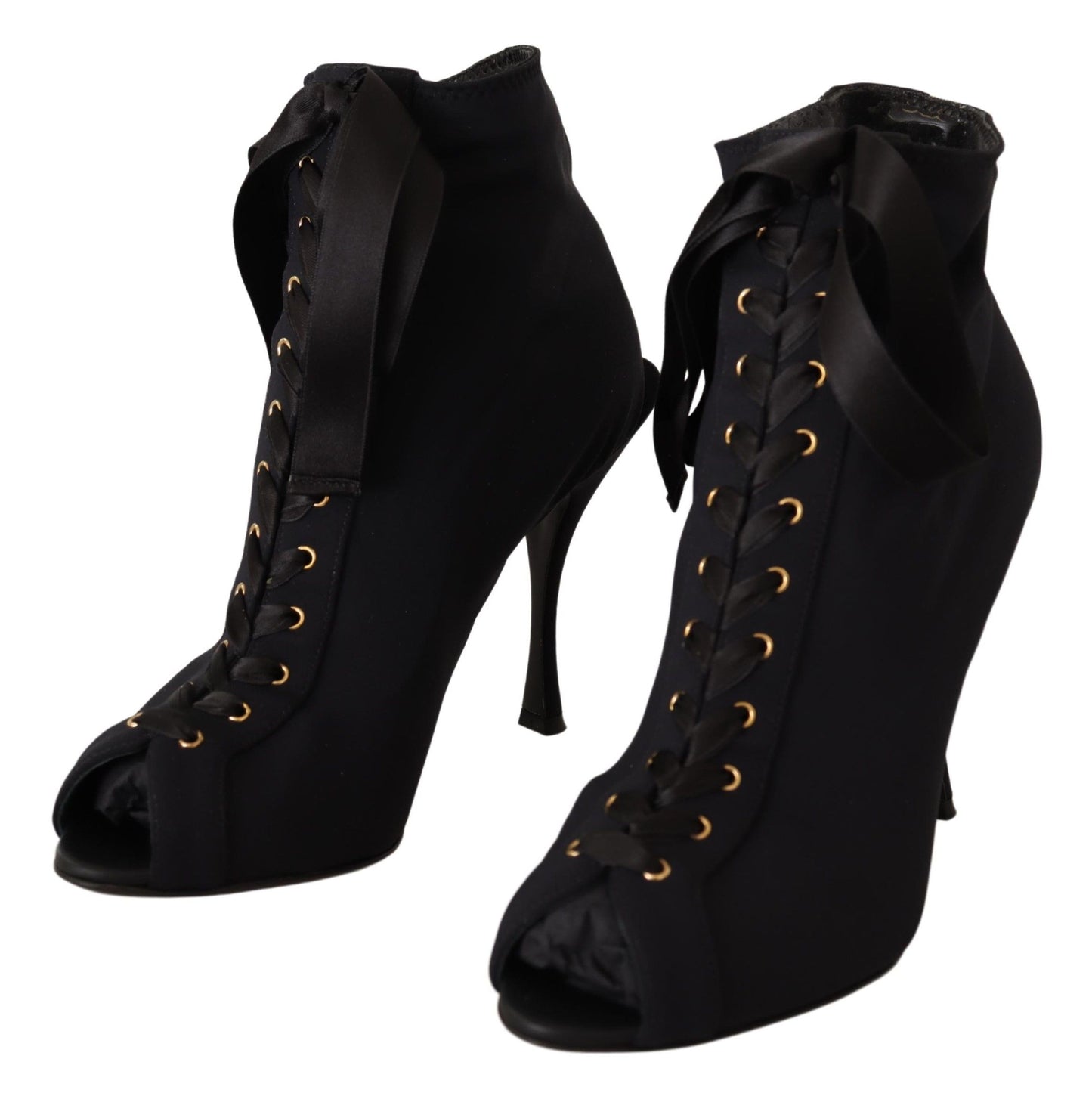Dolce &amp; Gabbana Schwarze Stretch-Kurze Stiefeletten