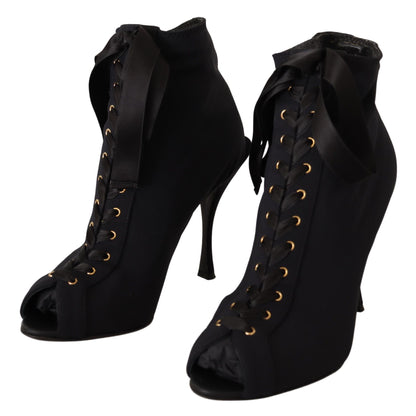 Dolce &amp; Gabbana Schwarze Stretch-Kurze Stiefeletten