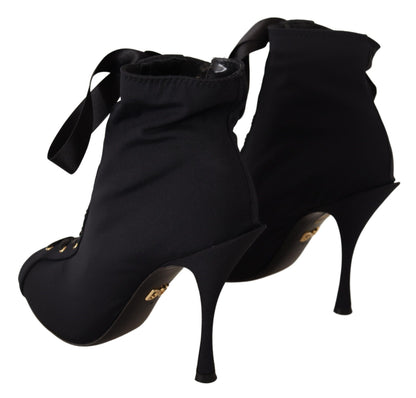 Dolce &amp; Gabbana Schwarze Stretch-Kurze Stiefeletten