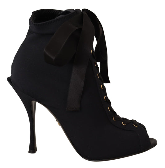 Dolce &amp; Gabbana Schwarze Stretch-Kurze Stiefeletten