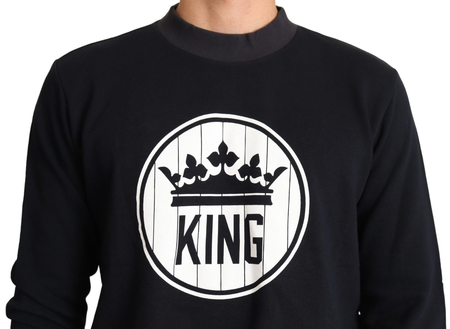 Dolce &amp; Gabbana Blauer Pullover mit Krone aus Baumwolle
