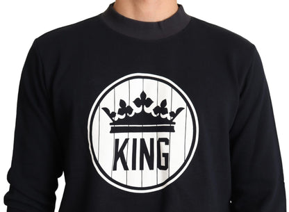 Dolce &amp; Gabbana Blauer Pullover mit Krone aus Baumwolle