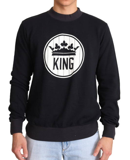 Dolce &amp; Gabbana Blauer Pullover mit Krone aus Baumwolle
