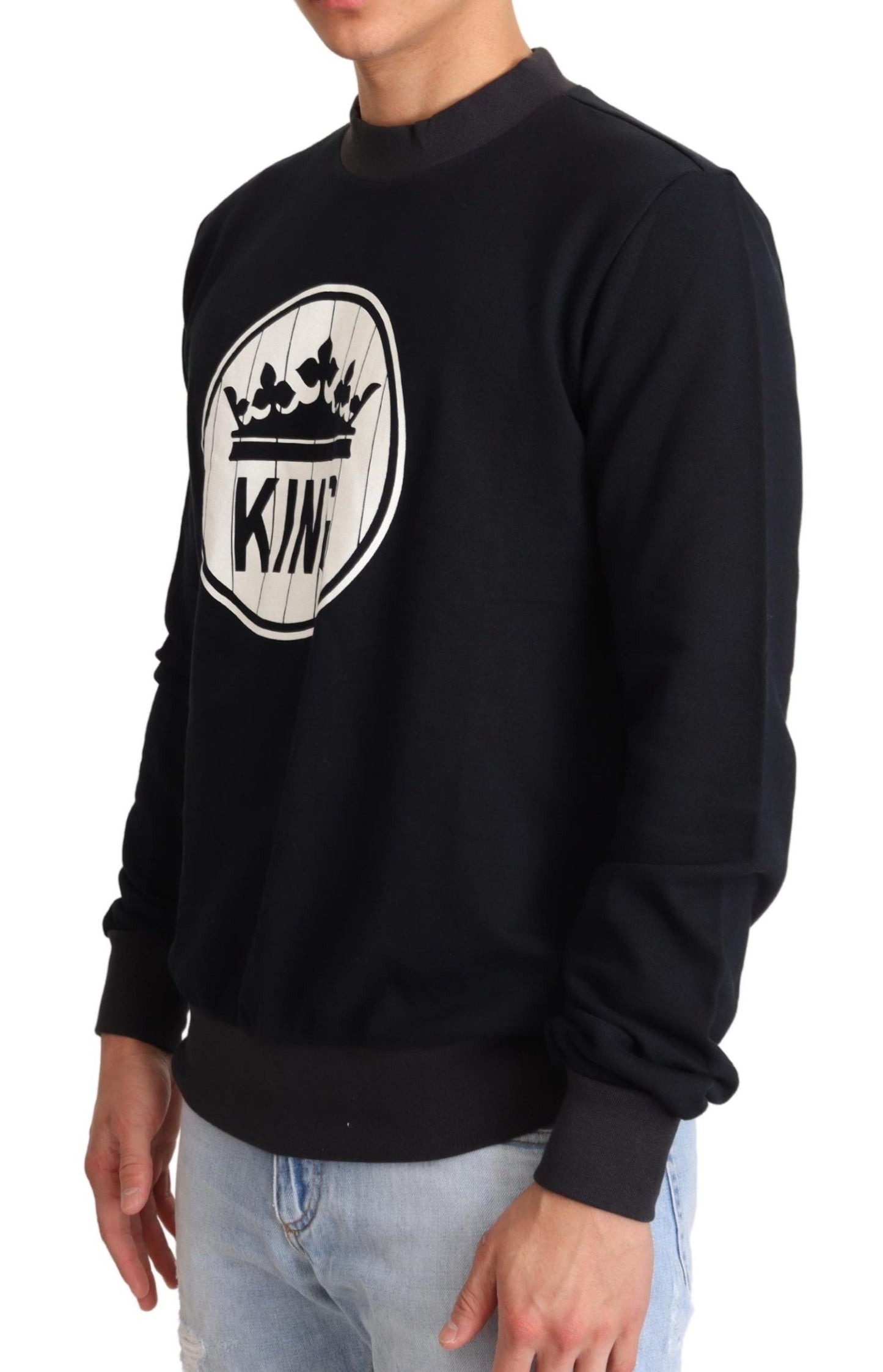 Dolce &amp; Gabbana Blauer Pullover mit Krone aus Baumwolle