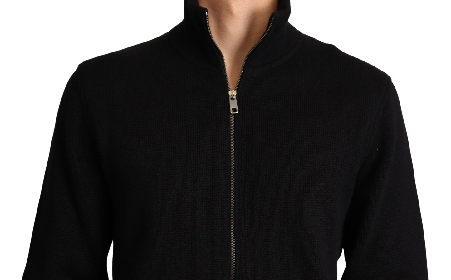 Dolce &amp; Gabbana Schwarzer Kaschmir-Pullover mit Reißverschluss für Herren
