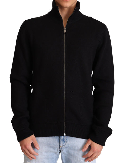 Dolce &amp; Gabbana Schwarzer Kaschmir-Pullover mit Reißverschluss für Herren
