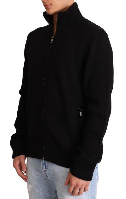 Dolce &amp; Gabbana Schwarzer Kaschmir-Pullover mit Reißverschluss für Herren