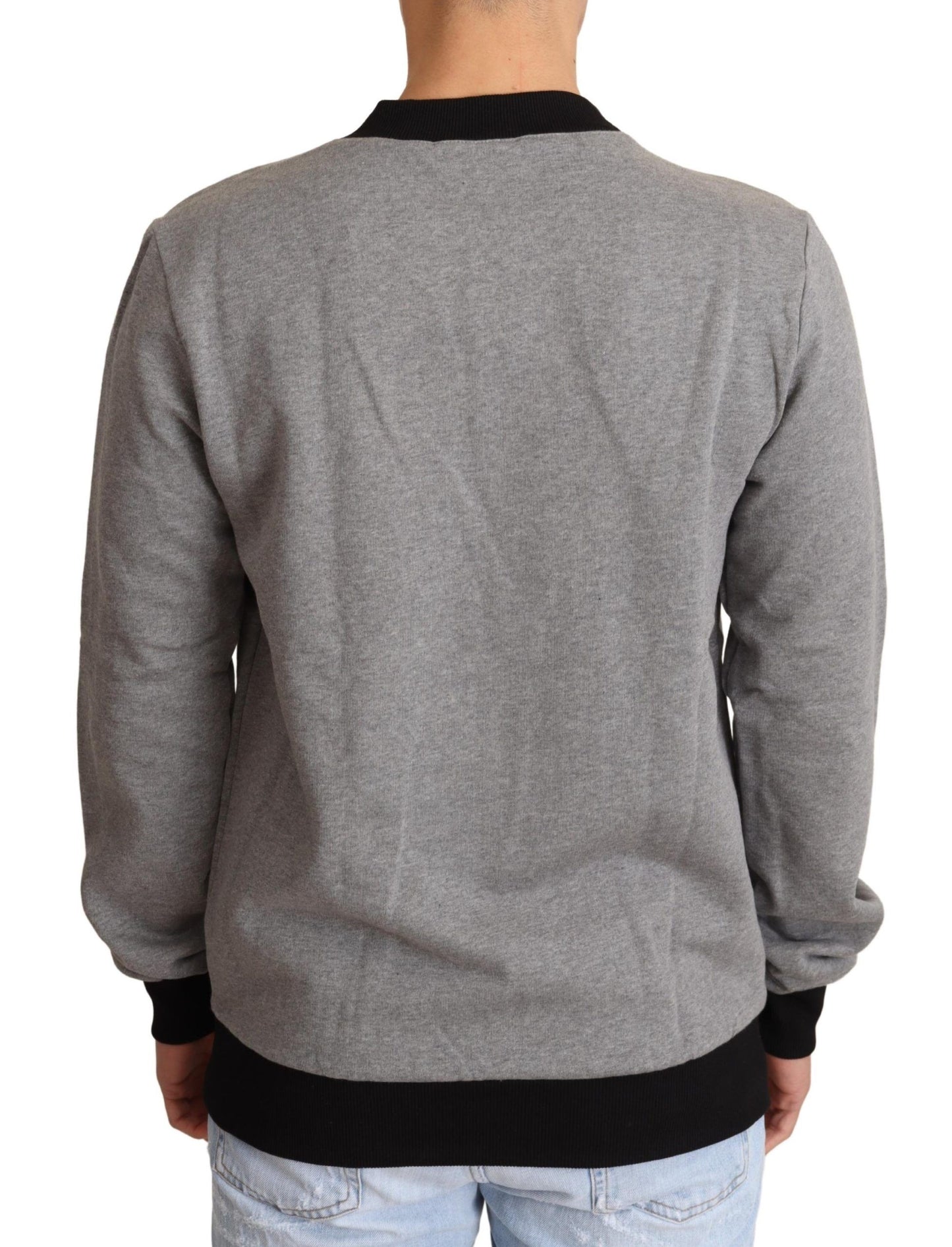 Dolce &amp; Gabbana Grauer Pullover aus Baumwolle mit Kronenkönig
