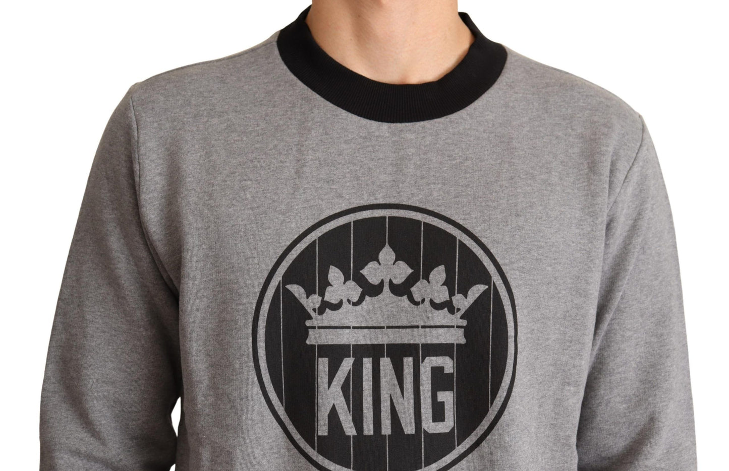 Dolce &amp; Gabbana Grauer Pullover aus Baumwolle mit Kronenkönig