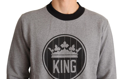 Dolce &amp; Gabbana Grauer Pullover aus Baumwolle mit Kronenkönig