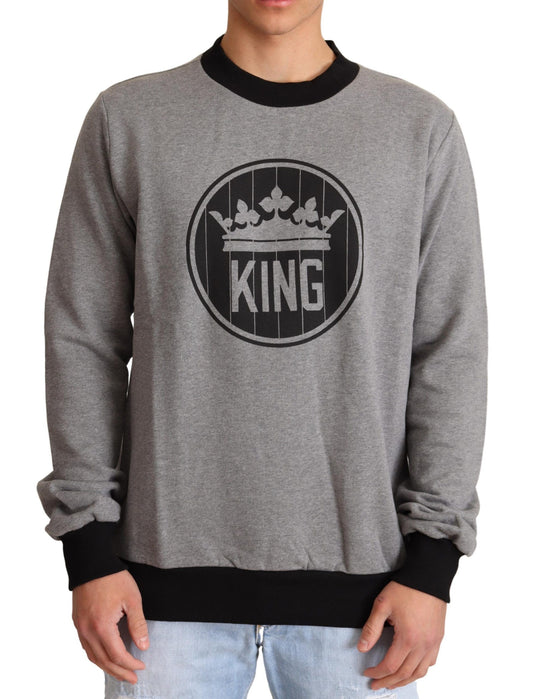 Dolce &amp; Gabbana Grauer Pullover aus Baumwolle mit Kronenkönig