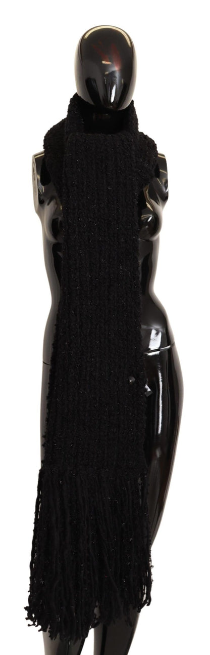 Dolce &amp; Gabbana – Schwarzer Strickschal aus Schurwolle