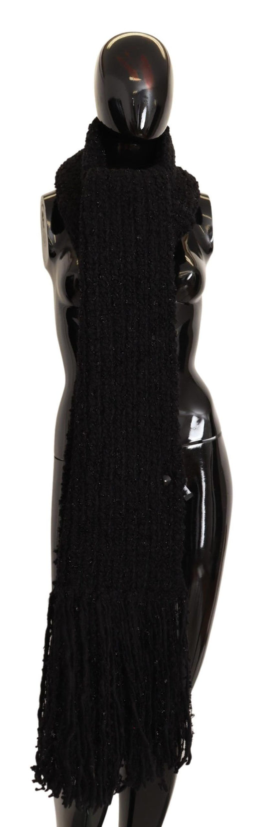 Dolce &amp; Gabbana – Schwarzer Strickschal aus Schurwolle