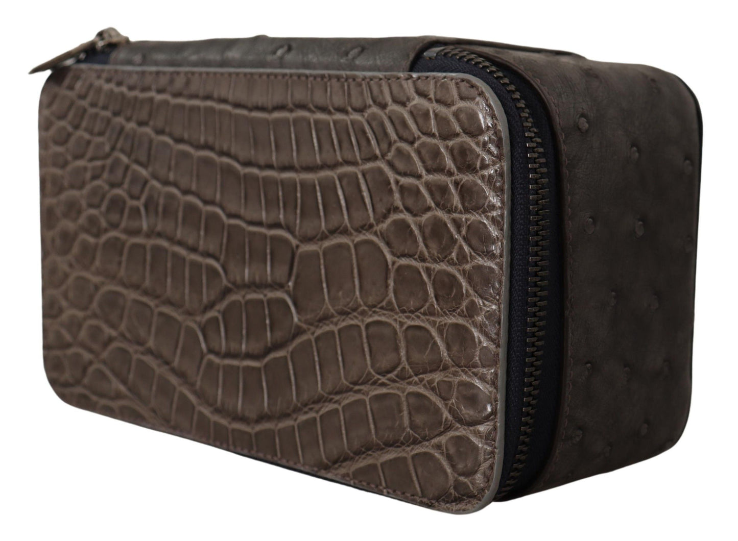 Dolce &amp; Gabbana Kosmetiktasche aus grauem Leder, Kulturbeutel, Rasiertasche