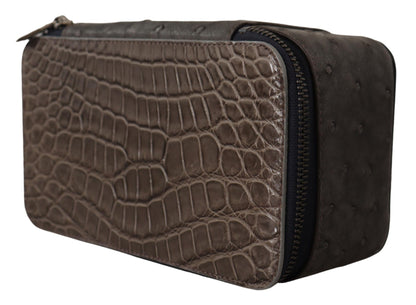 Dolce &amp; Gabbana Kosmetiktasche aus grauem Leder, Kulturbeutel, Rasiertasche