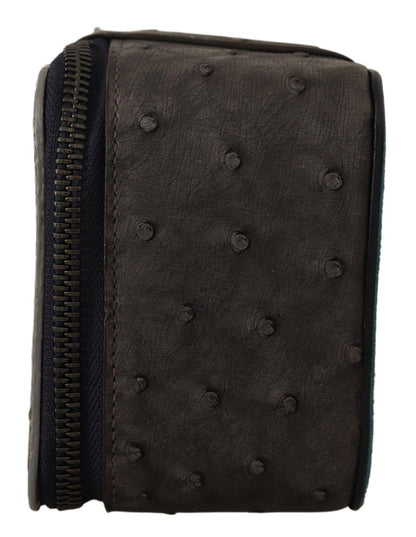 Dolce &amp; Gabbana Kosmetiktasche aus grauem Leder, Kulturbeutel, Rasiertasche