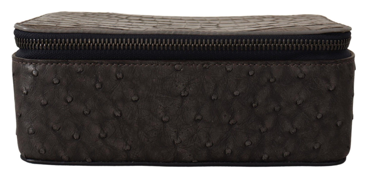 Dolce &amp; Gabbana Kosmetiktasche aus grauem Leder, Kulturbeutel, Rasiertasche