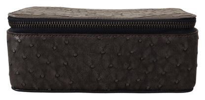 Dolce &amp; Gabbana Kosmetiktasche aus grauem Leder, Kulturbeutel, Rasiertasche