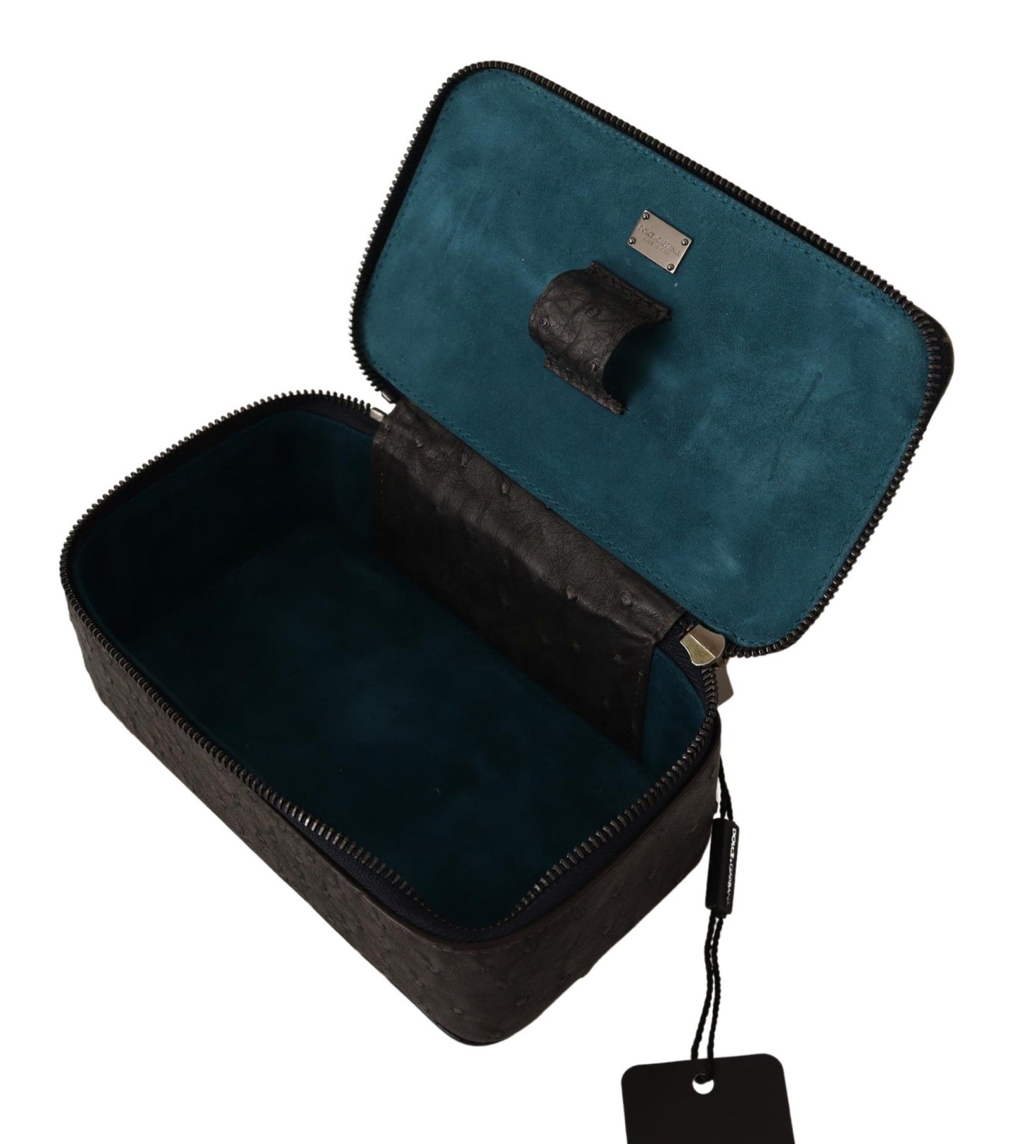 Dolce &amp; Gabbana Kosmetiktasche aus grauem Leder, Kulturbeutel, Rasiertasche