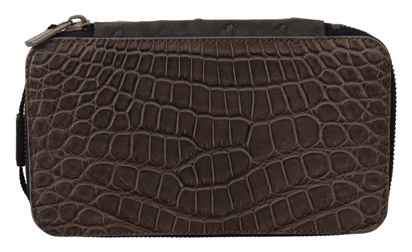 Dolce &amp; Gabbana Kosmetiktasche aus grauem Leder, Kulturbeutel, Rasiertasche