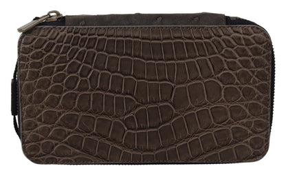 Dolce &amp; Gabbana Kosmetiktasche aus grauem Leder, Kulturbeutel, Rasiertasche