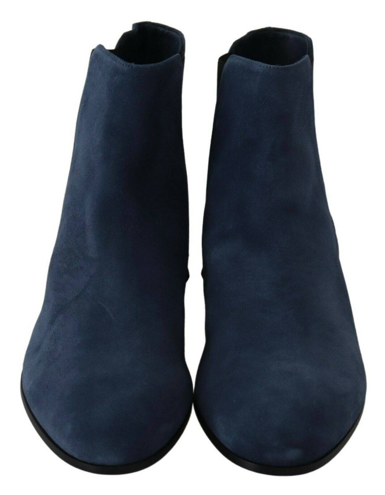 Dolce &amp; Gabbana Blue Suede Embellished Studded Boots Shoes