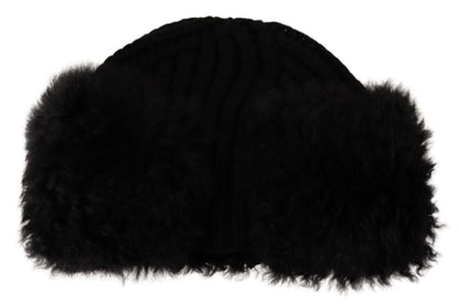 Dolce &amp; Gabbana Schwarze Kaschmirpelzmütze für Damen