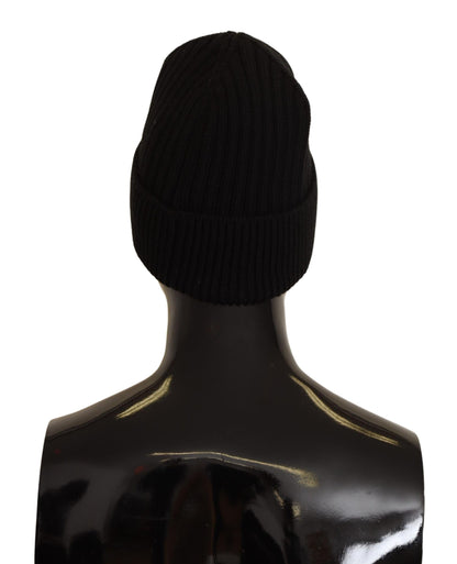 Dolce &amp; Gabbana Schwarze Wollstrickmütze für Damen