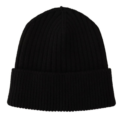 Dolce &amp; Gabbana Schwarze Wollstrickmütze für Damen