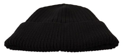 Dolce &amp; Gabbana Schwarze Wollstrickmütze für Damen