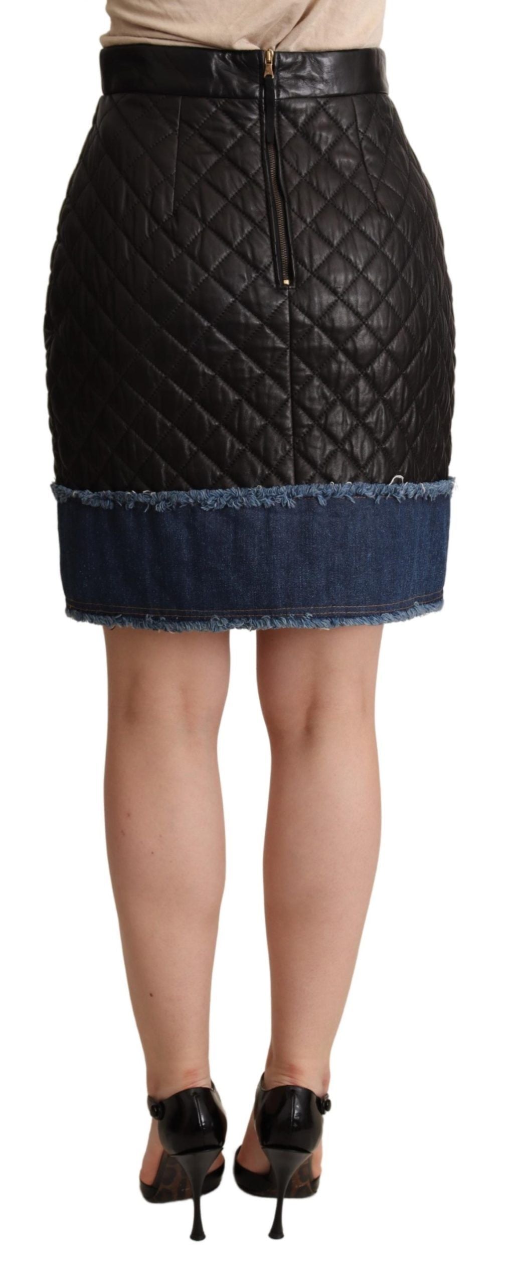 Dolce &amp; Gabbana – Schwarze gesteppte Miniröcke aus Leder