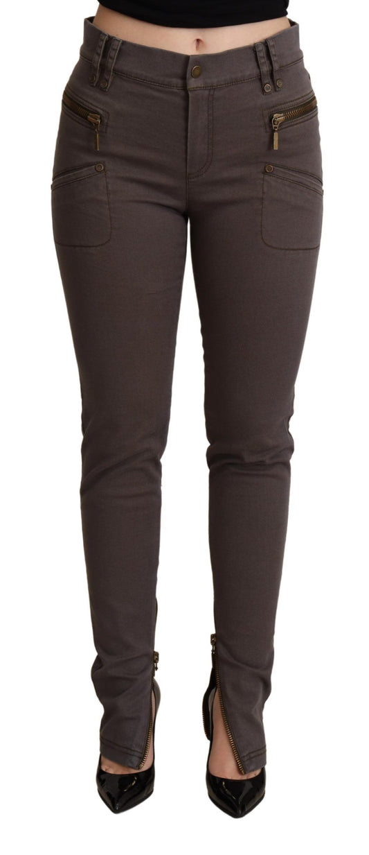 PLEIN SUD – Braune Skinny-Jeans aus Baumwollstretch
