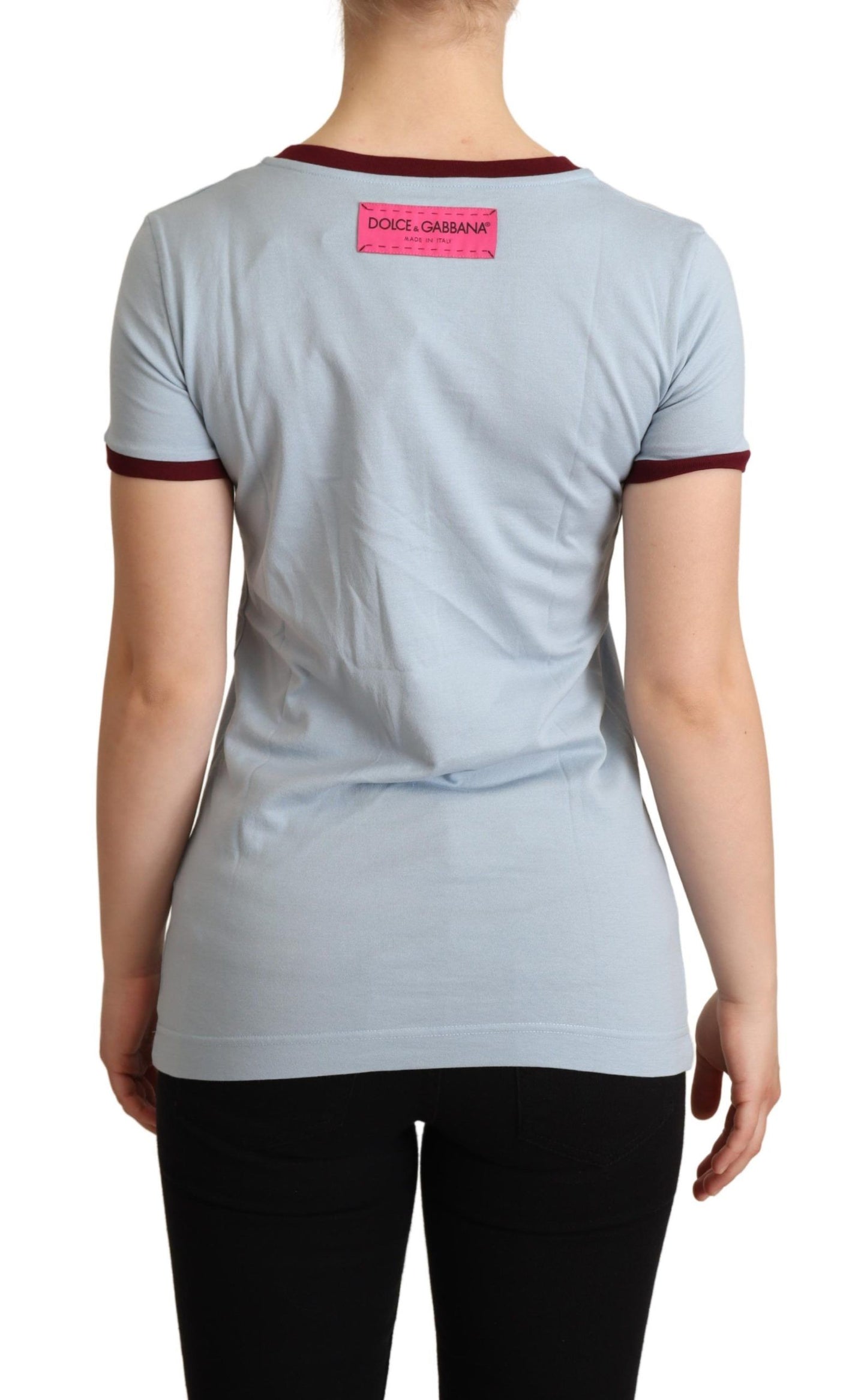 Dolce &amp; Gabbana – Blaues D&amp;G-Top-T-Shirt mit Rundhalsausschnitt