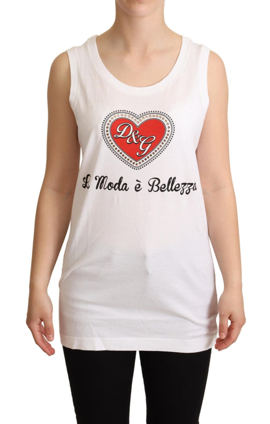 Dolce &amp; Gabbana – Weißes La Moda-Tanktop mit Kristallen