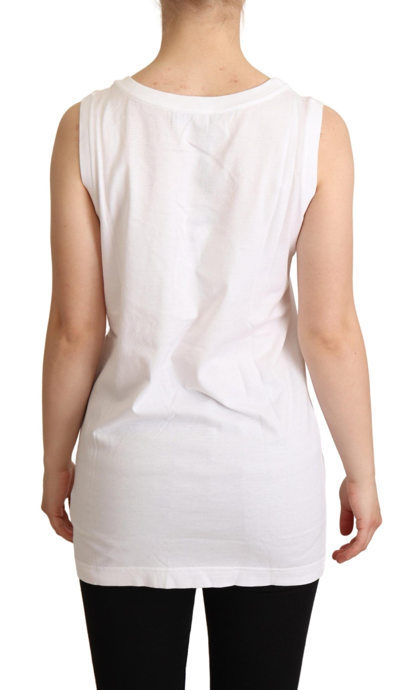 Dolce &amp; Gabbana – Weißes La Moda-Tanktop mit Kristallen