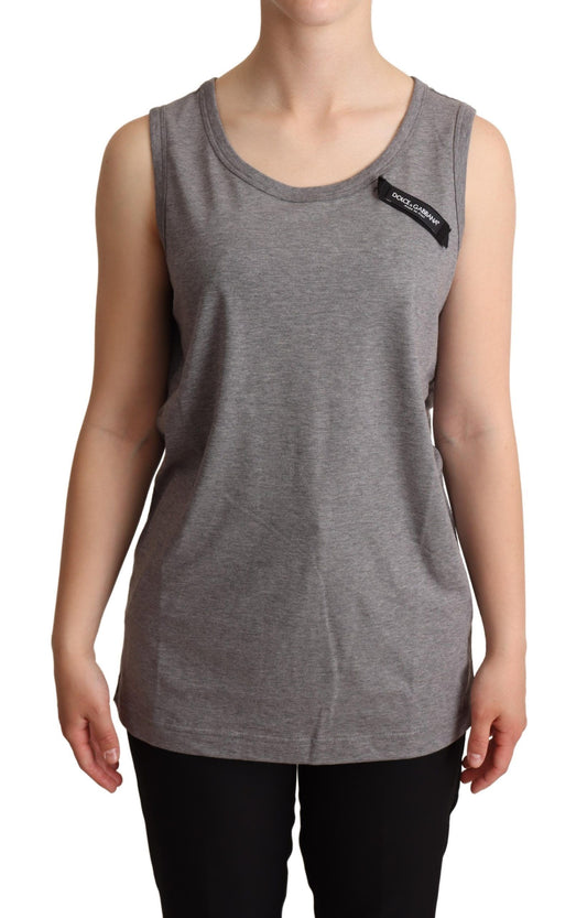 Dolce &amp; Gabbana Graues ärmelloses Tanktop mit Rundhalsausschnitt