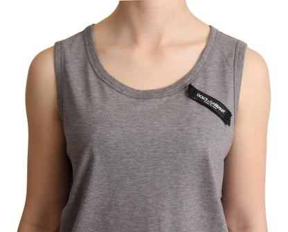 Dolce &amp; Gabbana Graues ärmelloses Tanktop mit Rundhalsausschnitt