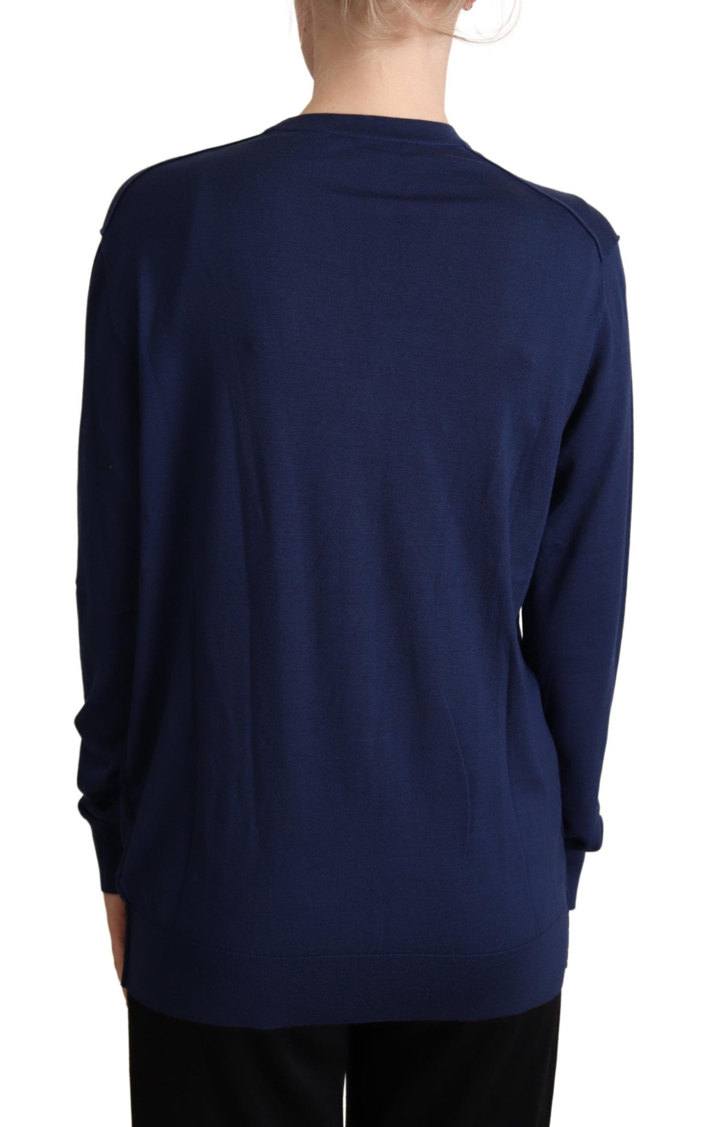 Dolce &amp; Gabbana Blauer Cardigan aus Schurwolle mit Knopfleiste