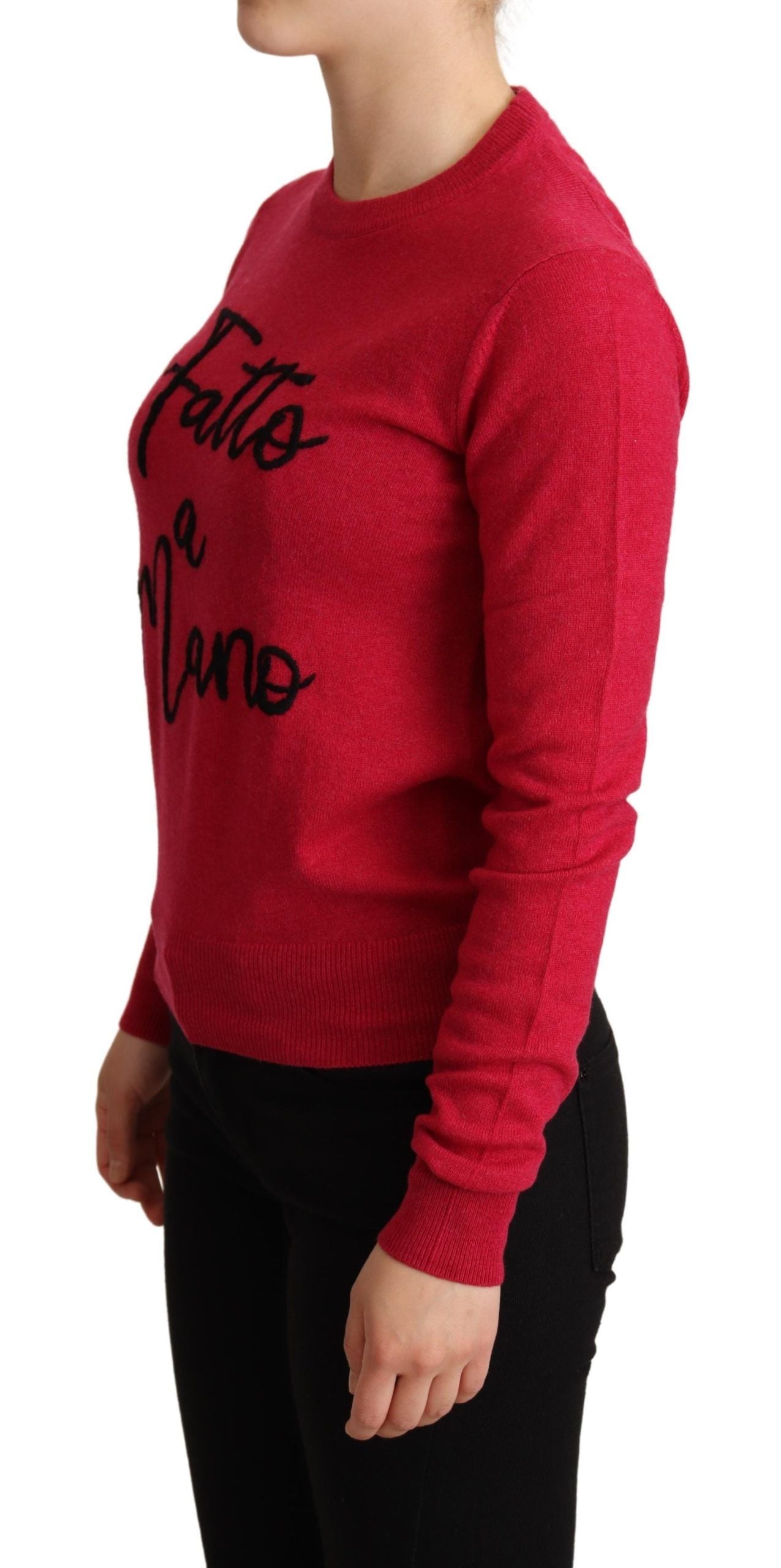 Dolce &amp; Gabbana – Rosa Pullover aus bestickter Kaschmirwolle